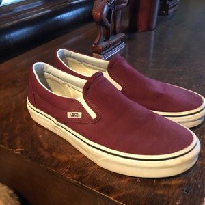 Maroon vans slip ons